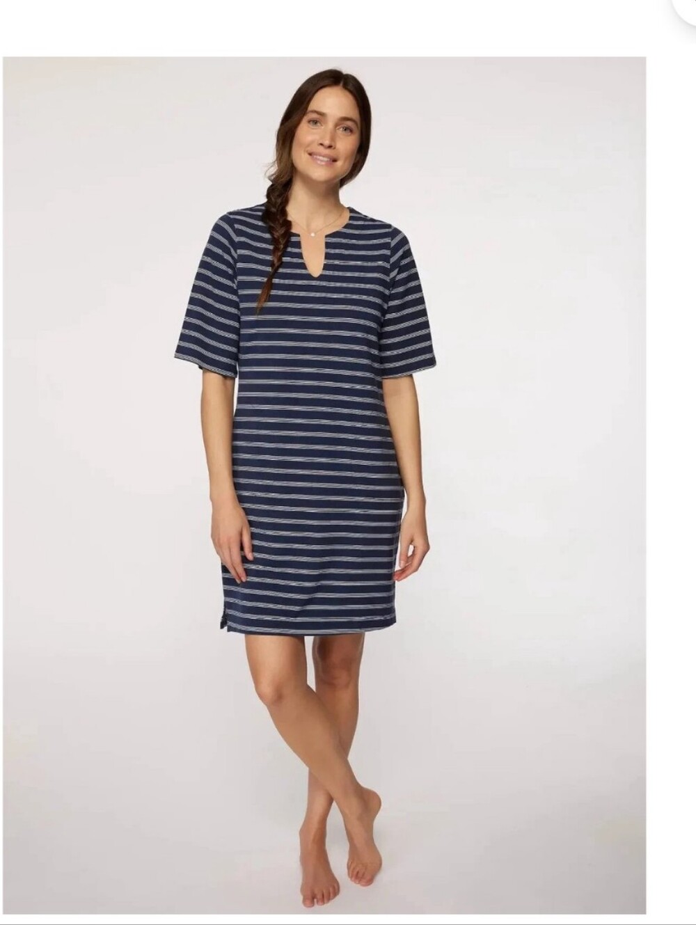 Hang 10 Striped Pullover Casual Beach Summer Dress UPF 50 Medium - Picture 2 of 8